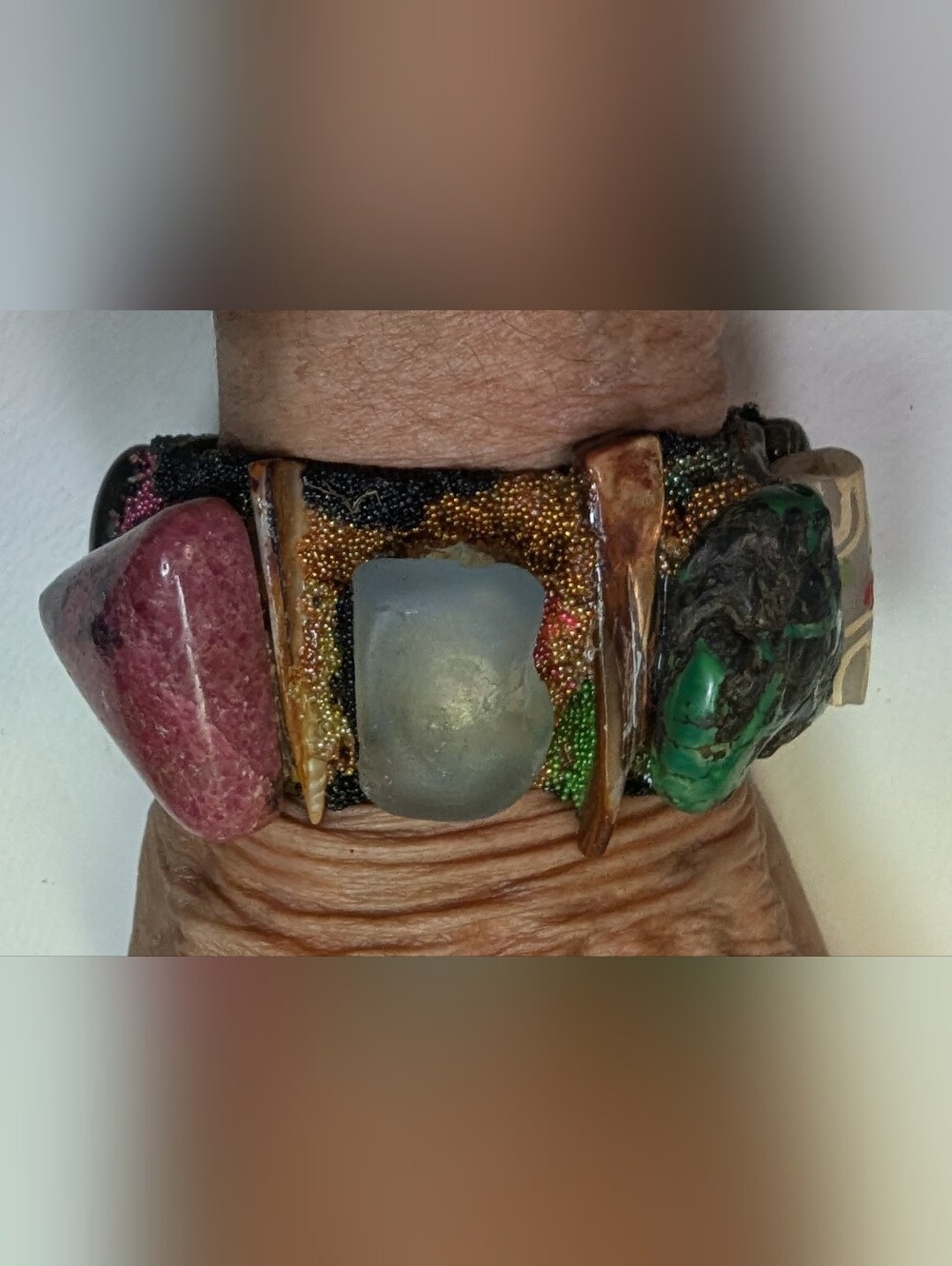 Wendy Gell one of a kind bracelet minerals and sea glass